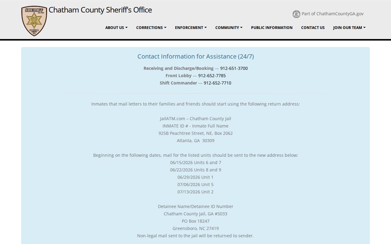 Chatham County people search using official jail inmate information