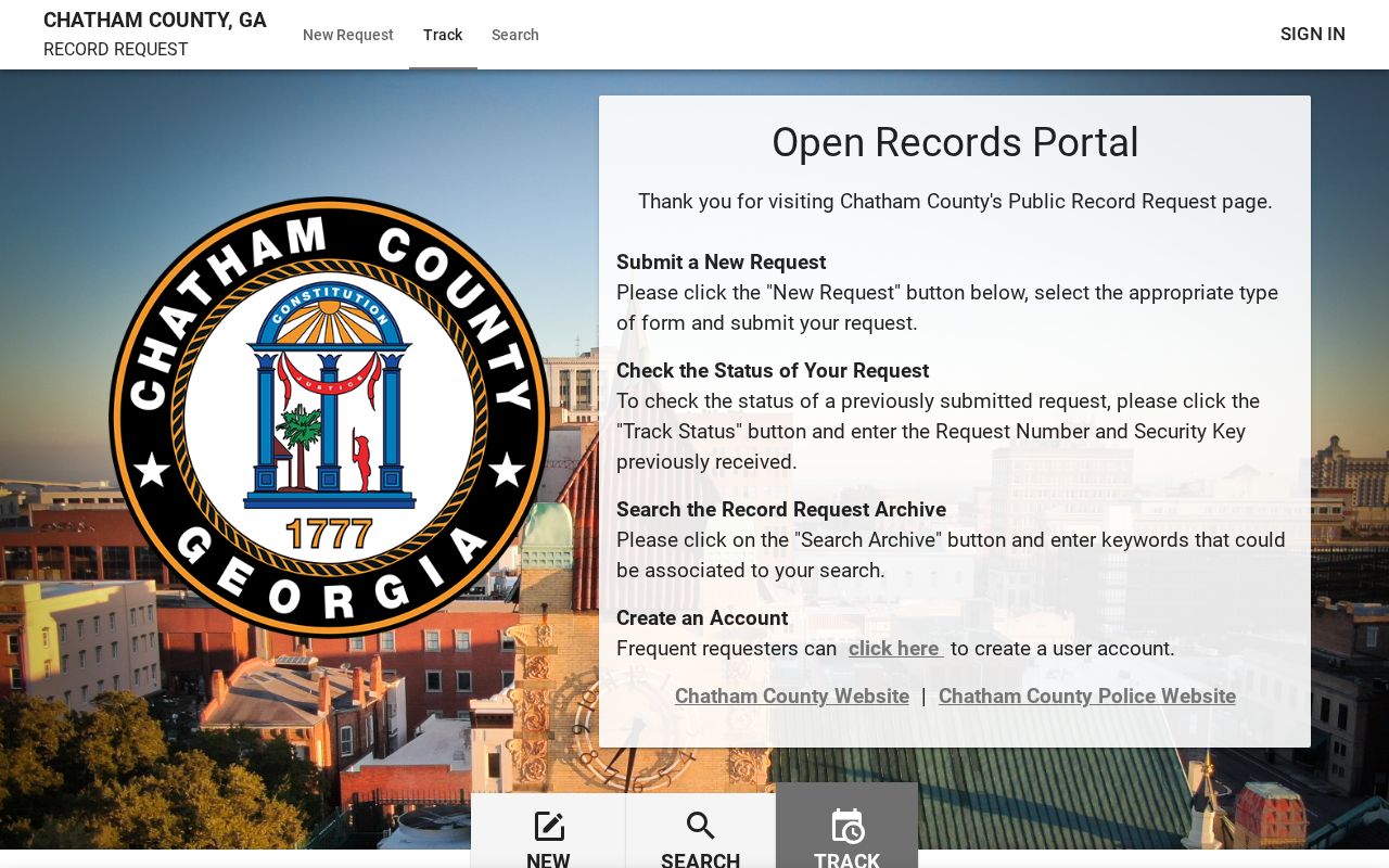 Chatham County public records request portal in JustFOIA