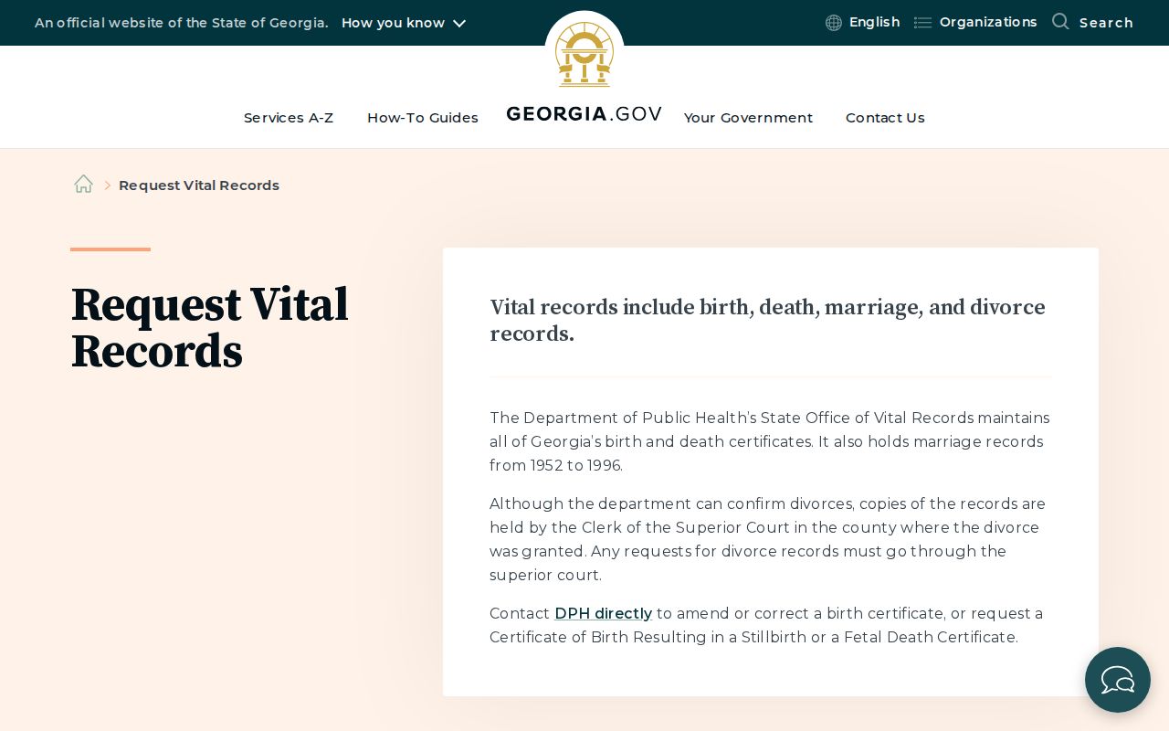 Chatham County public records access through Georgia vital record applications
