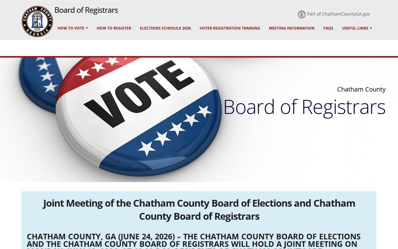 Chatham County voter registration records elections office page