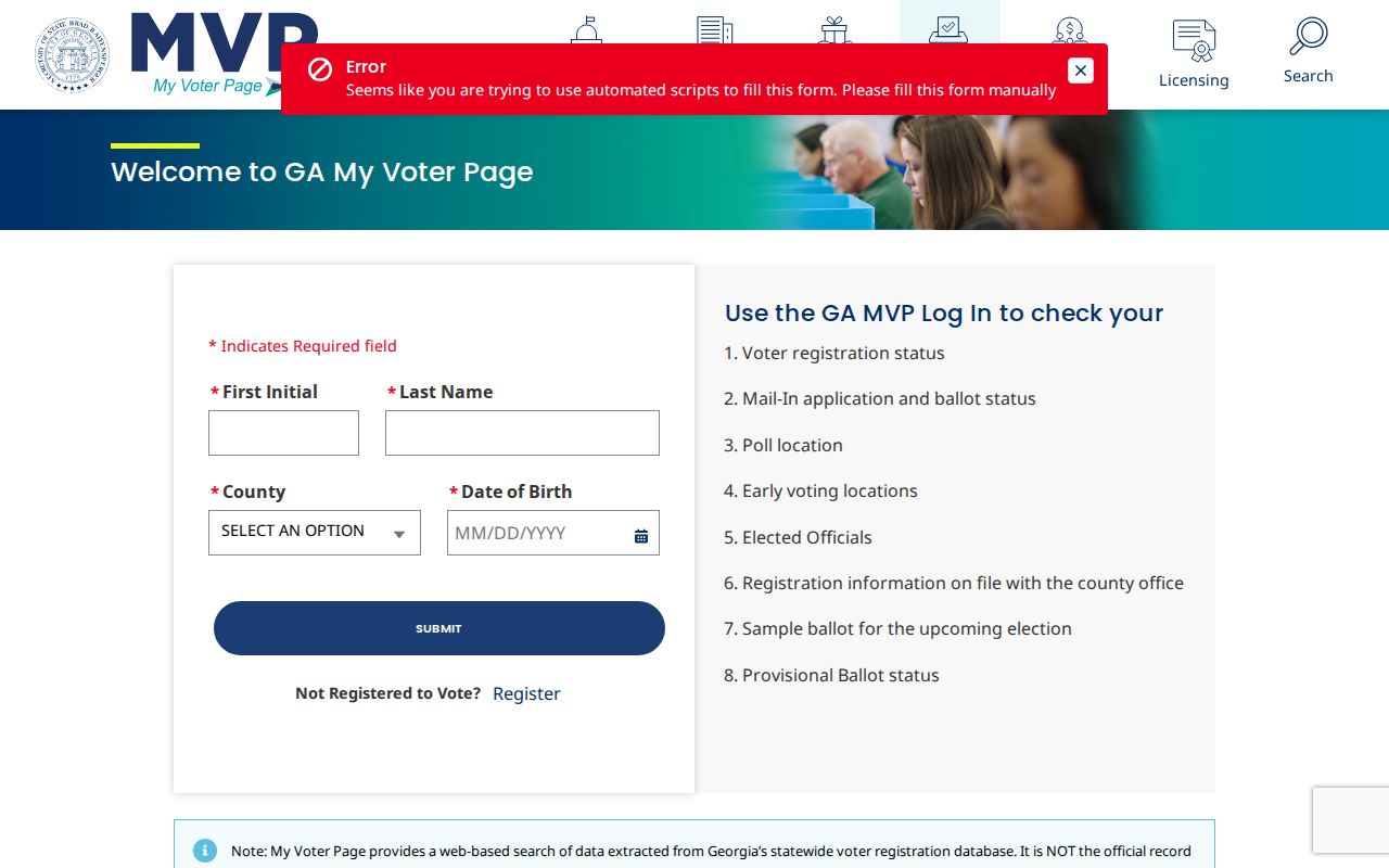 Chatham County voter registration records lookup authentication